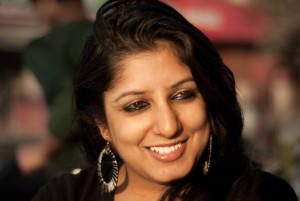 Woman Shopping and Smiling